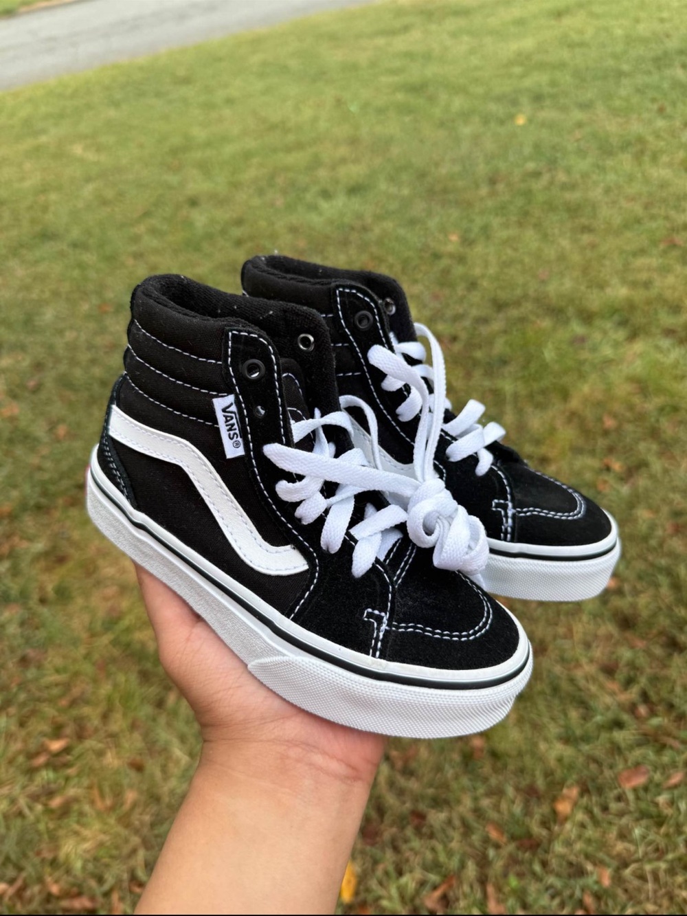Vans Kids Black and White High-Top Skate Sneakers